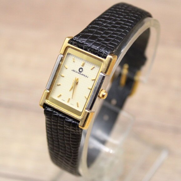 JB Champion Watch Women Gold Tone Stainless Steel Classic Rectangular Beige Dial - Picture 3 of 7